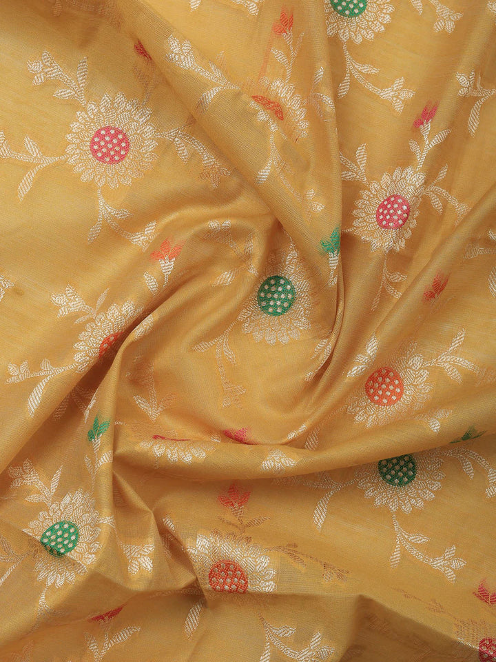 Mustard Banarasi Chanderi Unstitched Dress Material