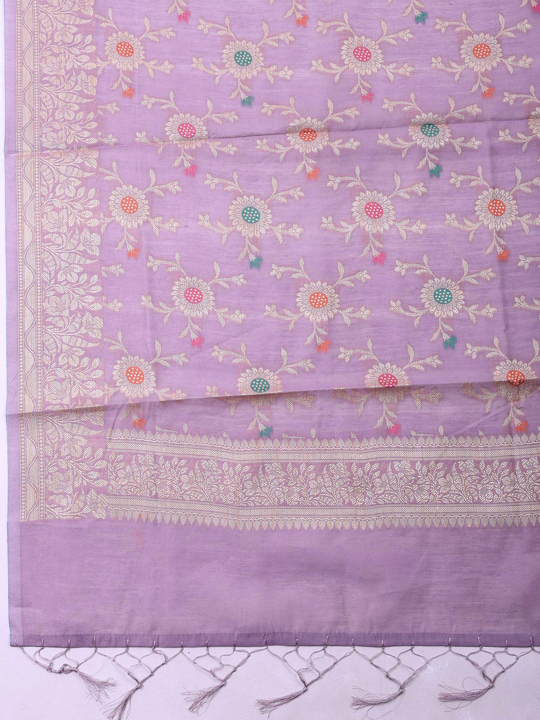 Purple Banarasi Chanderi Unstitched Dress Material