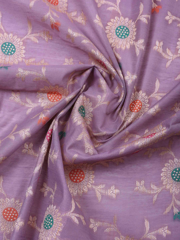 Purple Banarasi Chanderi Unstitched Dress Material