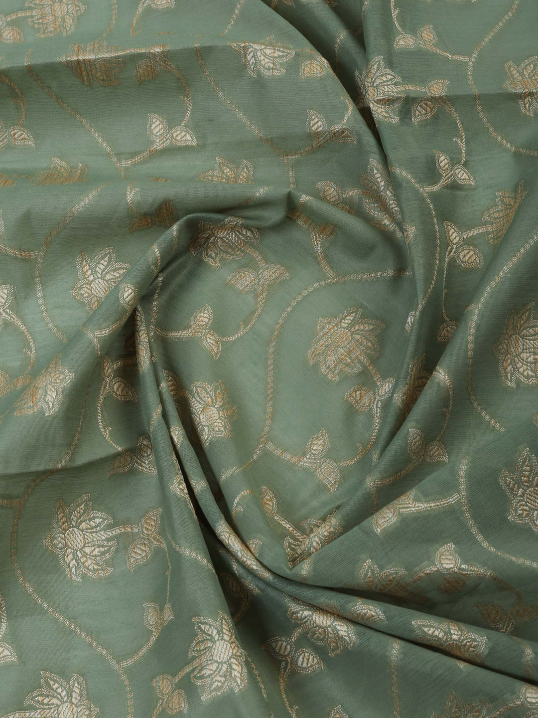 Aqua-Green Chanderi Woven Design Unstitched Dress Material