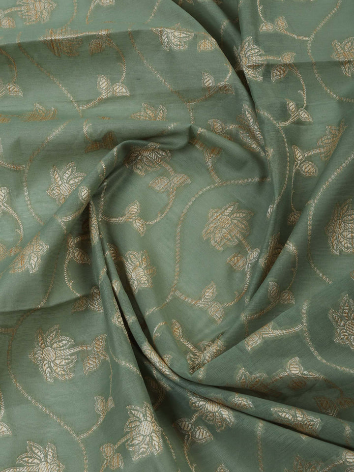 Aqua-Green Chanderi Woven Design Unstitched Dress Material