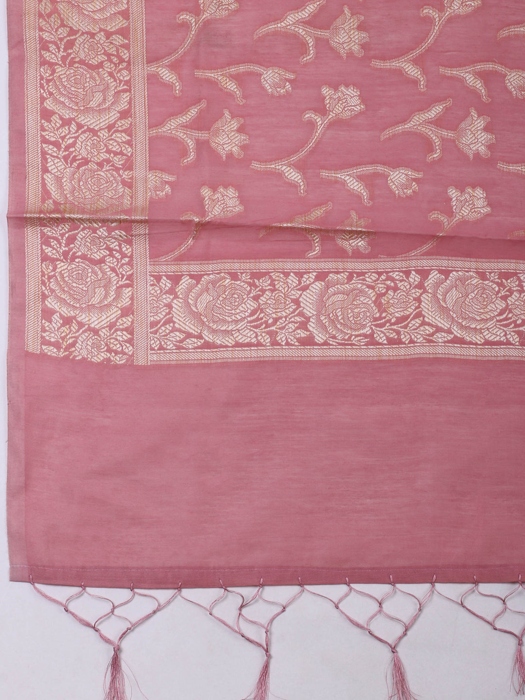 Dull Pink Chanderi Banarasi Unstitched Dress Material