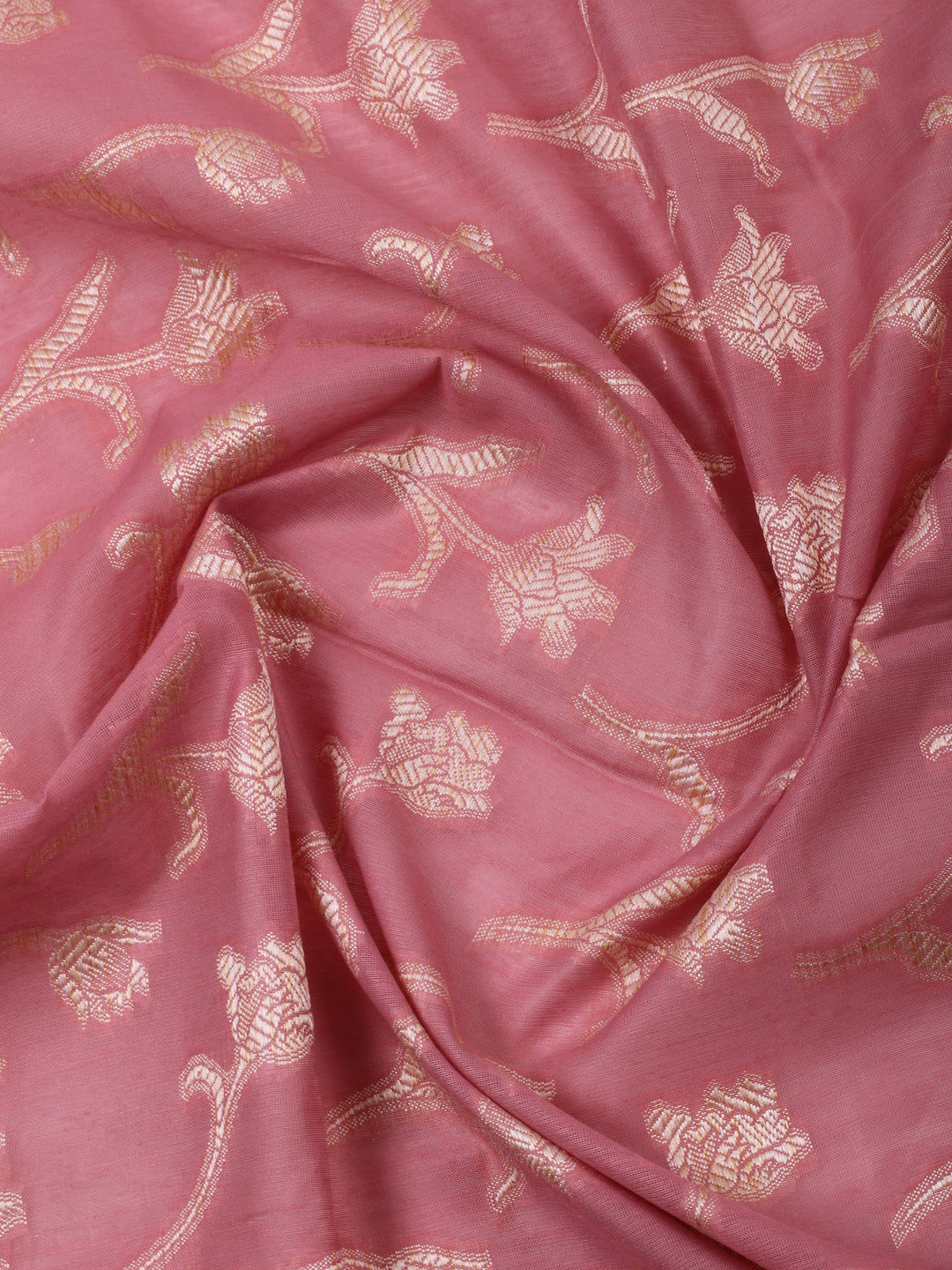 Dull Pink Chanderi Banarasi Unstitched Dress Material