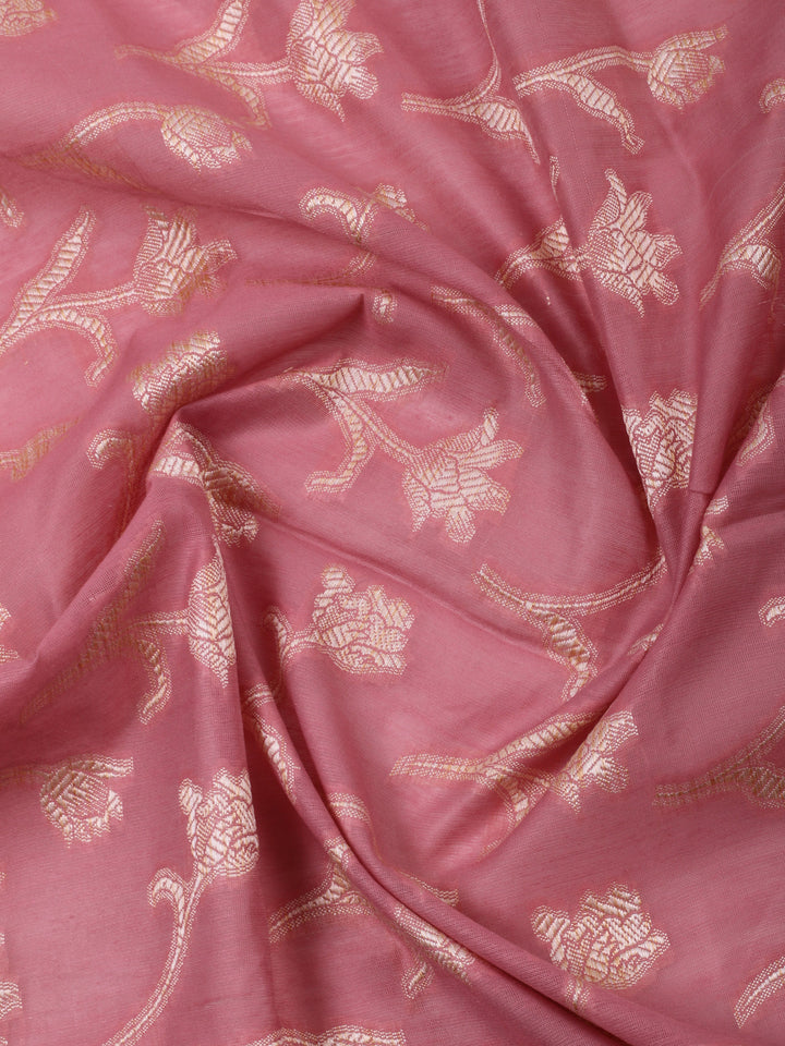 Dull Pink Chanderi Banarasi Unstitched Dress Material