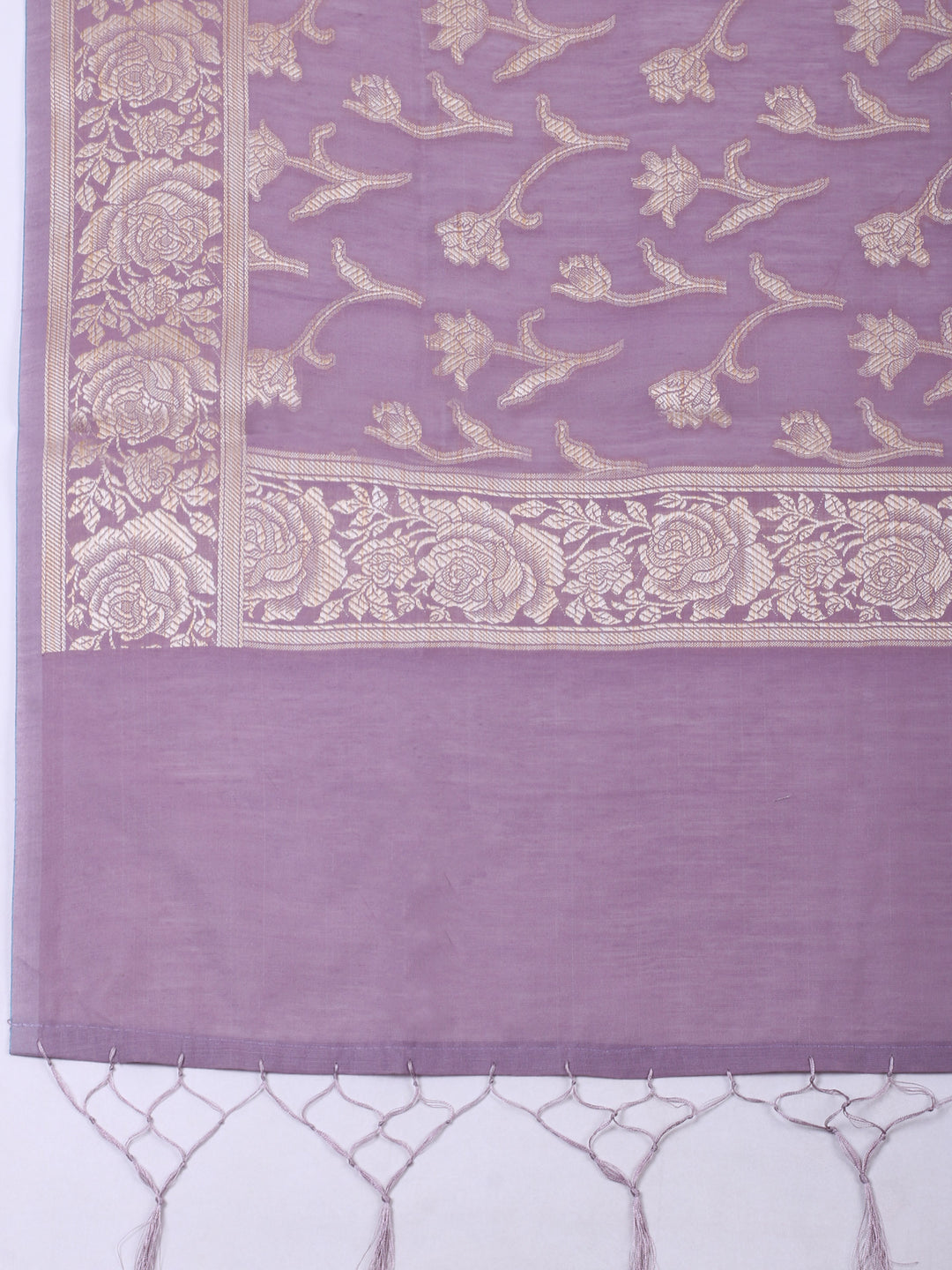 Mauve Chanderi Banarasi Unstitched Dress Material