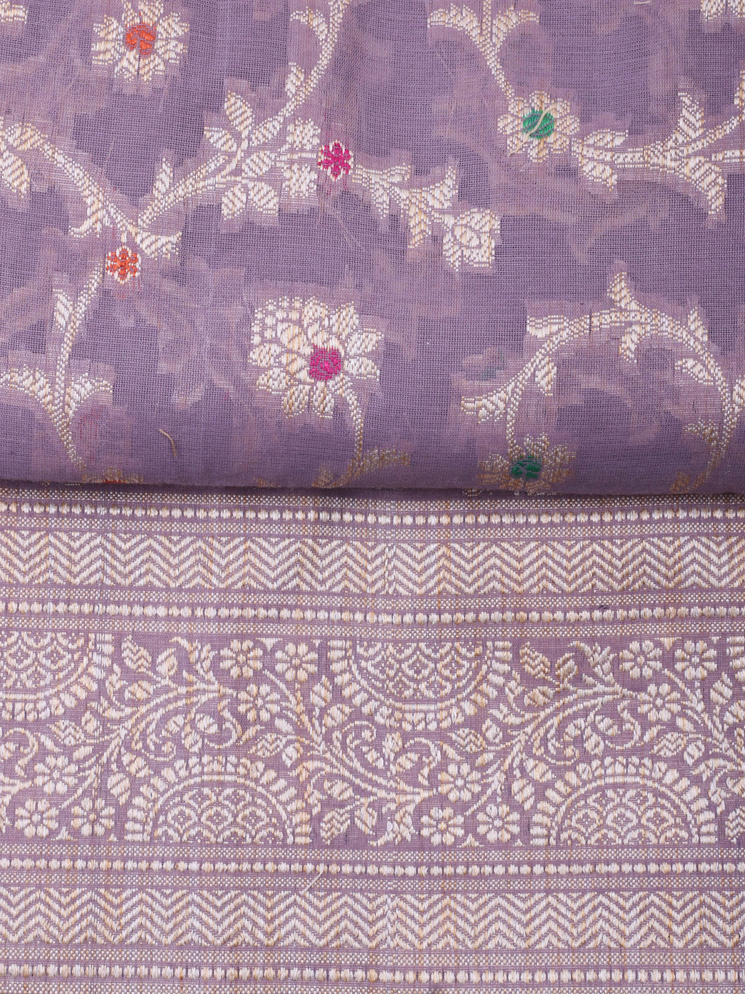 Mauve Chanderi Banarasi Unstitched Dress Material