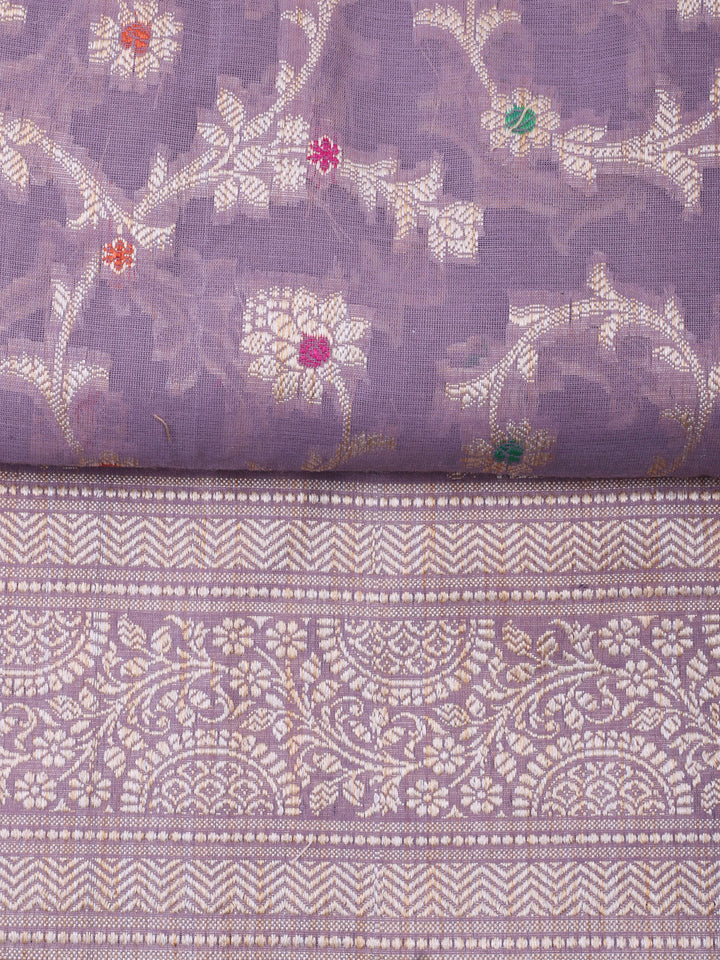 Mauve Chanderi Banarasi Unstitched Dress Material