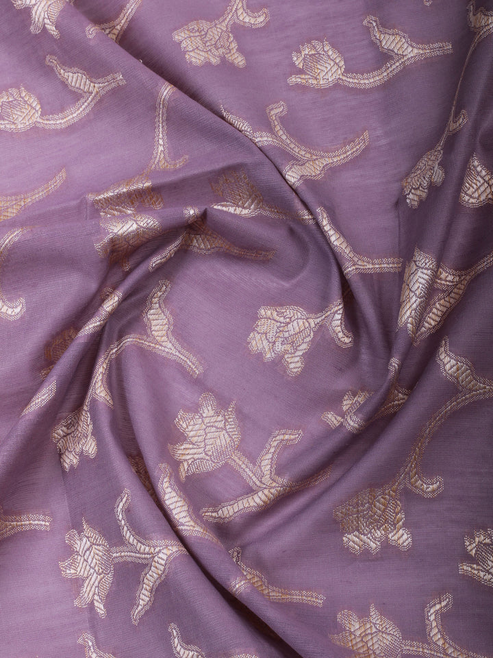 Mauve Chanderi Banarasi Unstitched Dress Material