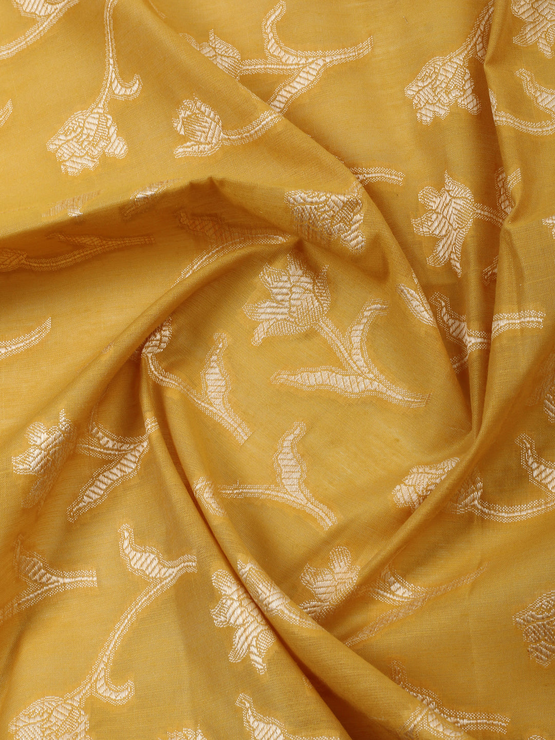 Mustard Chanderi Banarasi Unstitched Dress Material