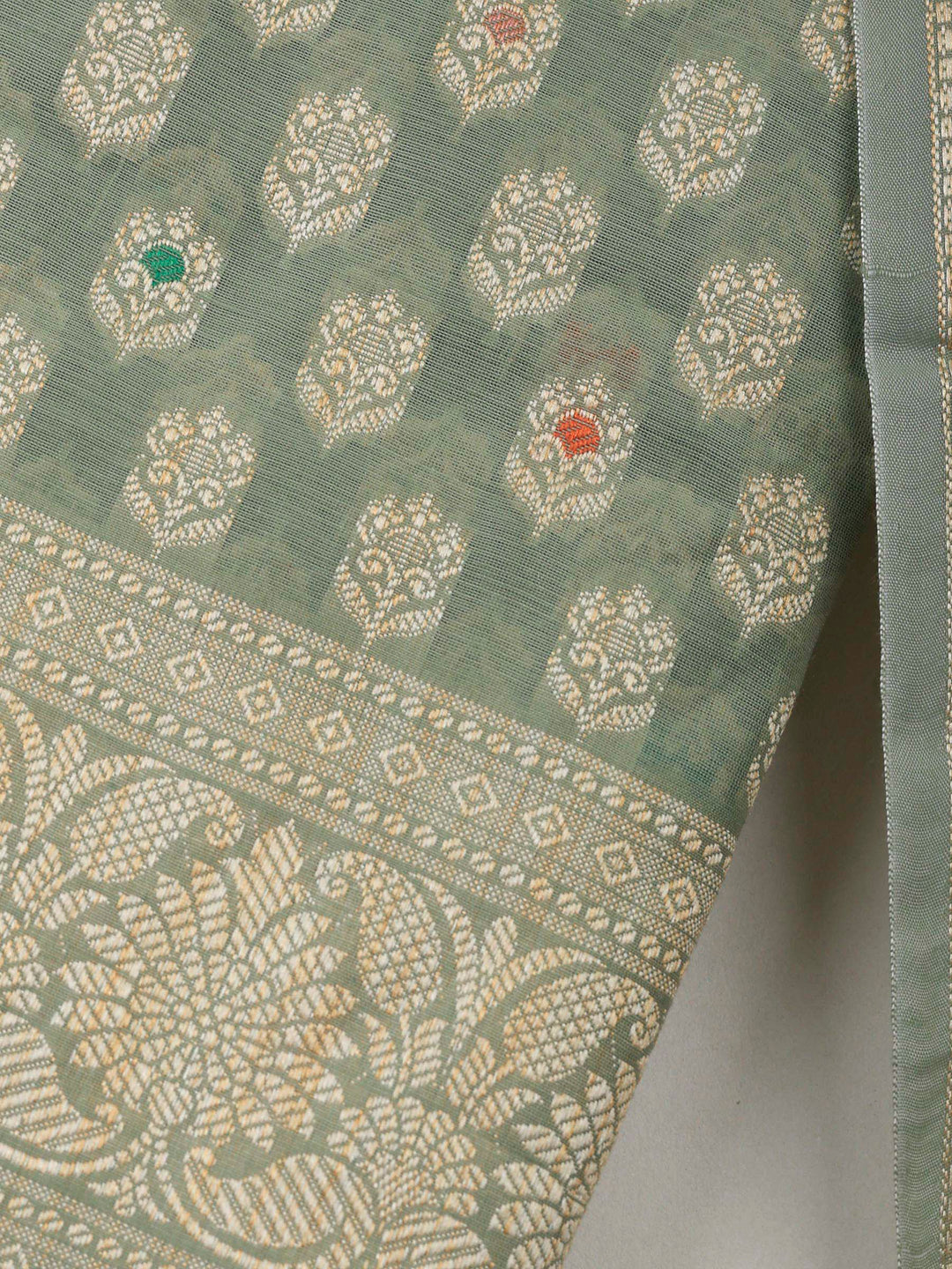 Aqua Green Banarasi Chanderi Unstitched Dress Material