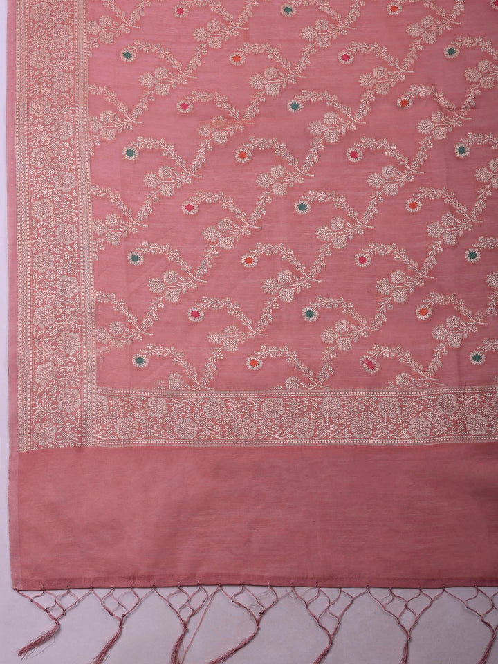 Mauve Banarasi Chanderi Unstitched Dress Material