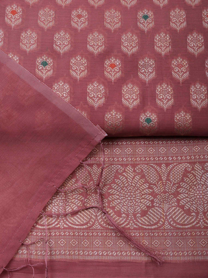 Mauve Banarasi Chanderi Unstitched Dress Material