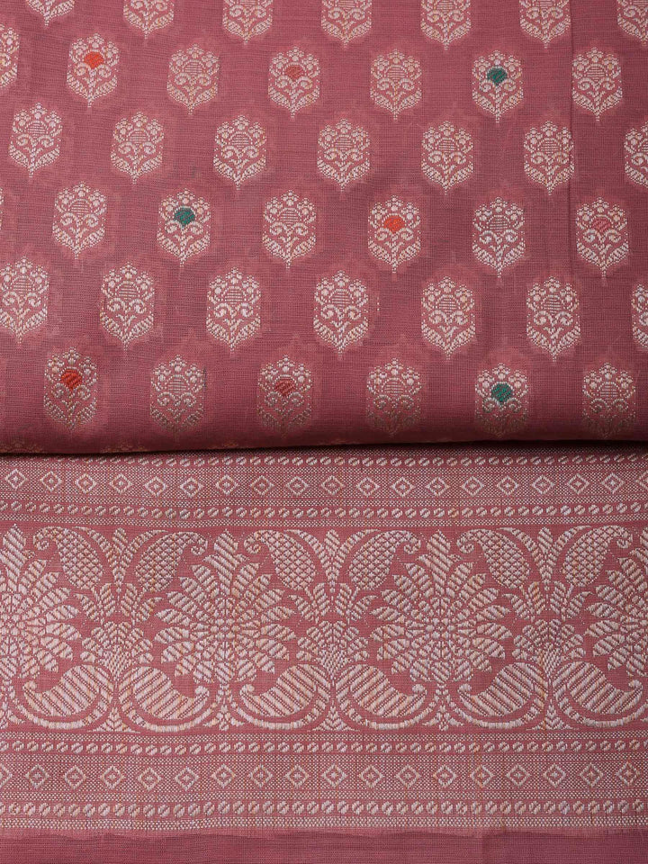 Mauve Banarasi Chanderi Unstitched Dress Material