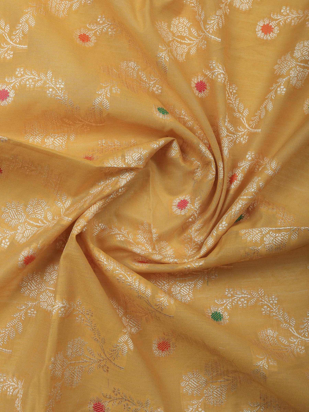 Mustard Banarasi Chanderi Unstitched Dress Material