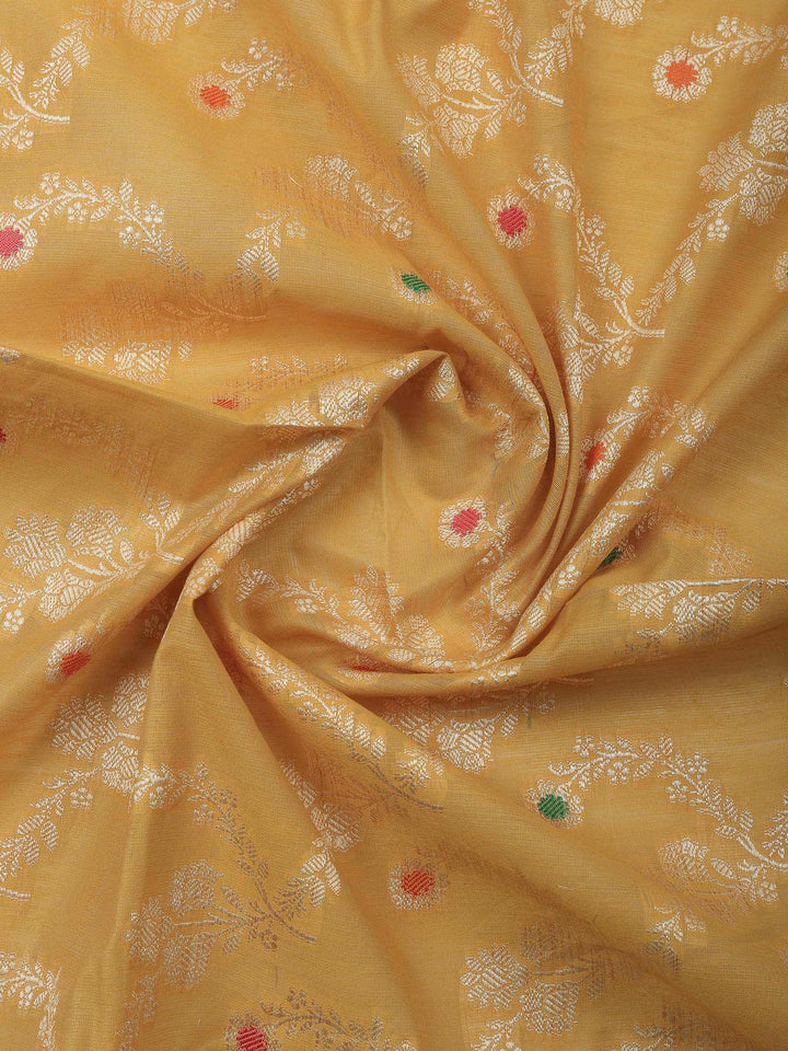 Mustard Banarasi Chanderi Unstitched Dress Material