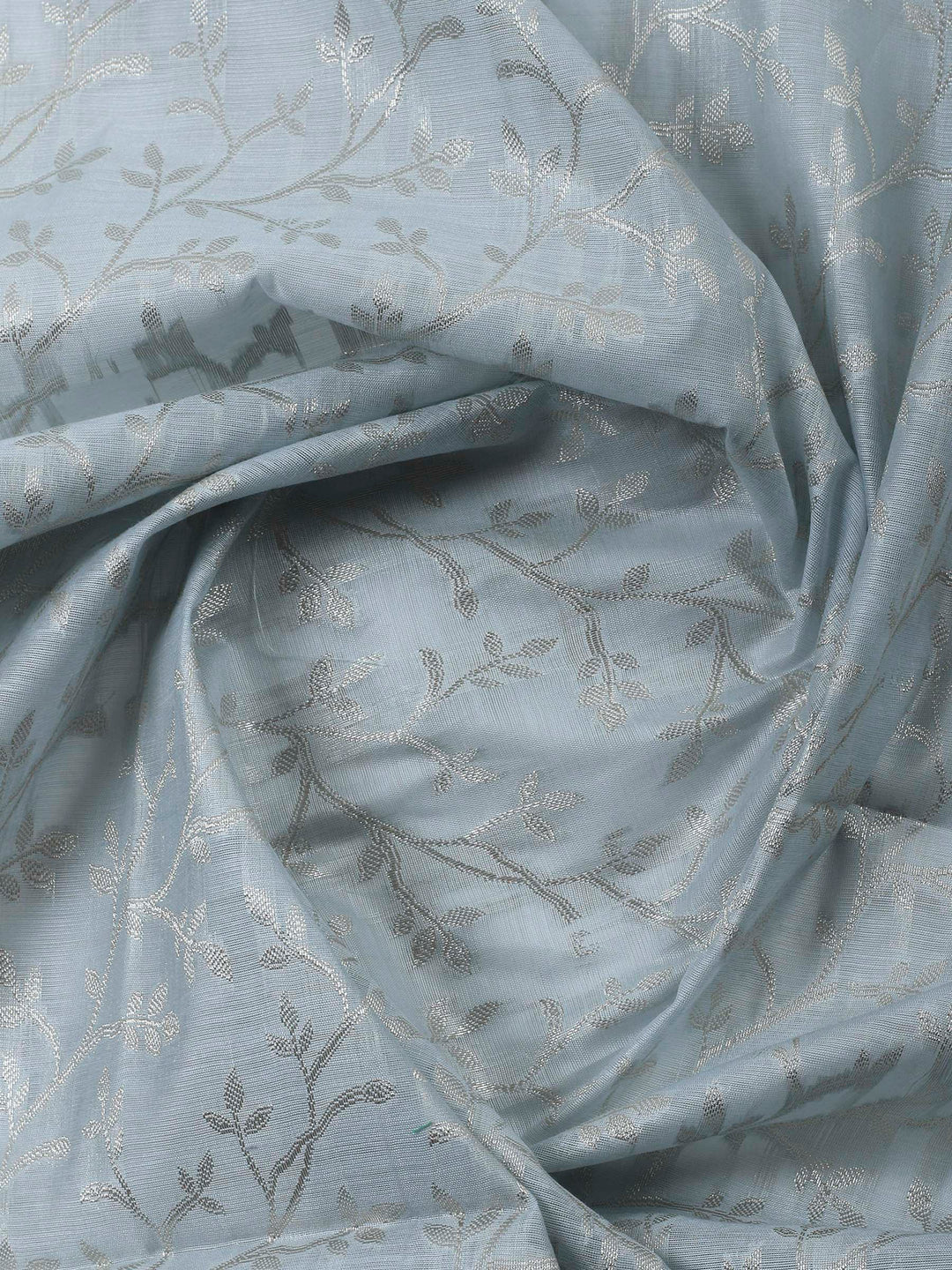 Grey Blue Woven Design Chanderi Unstitched Suit &amp; Pant With Banarsi Dupatta