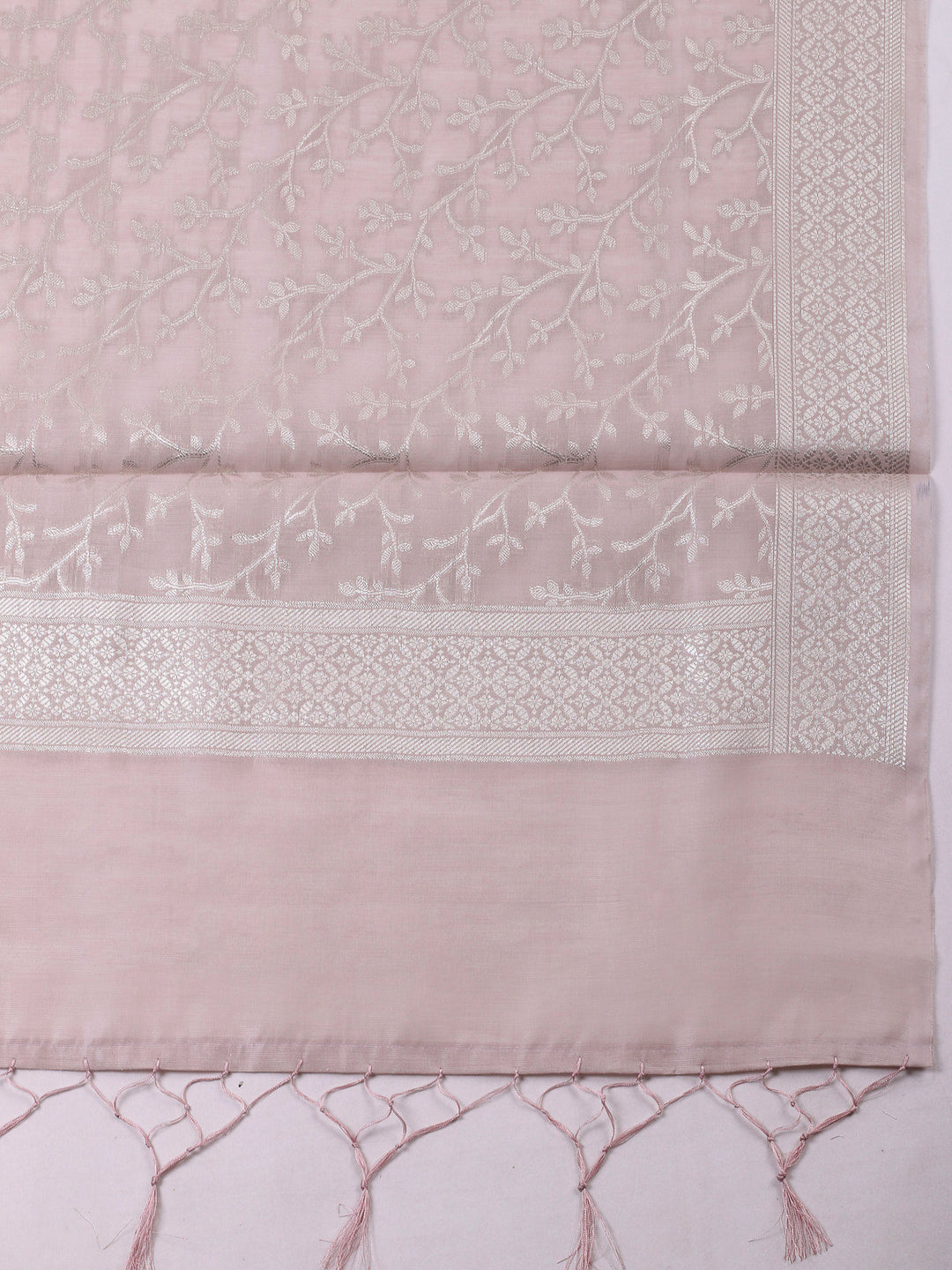 Mauve Woven Design Chanderi Unstitched Suit &amp; Pant With Banarsi Dupatta