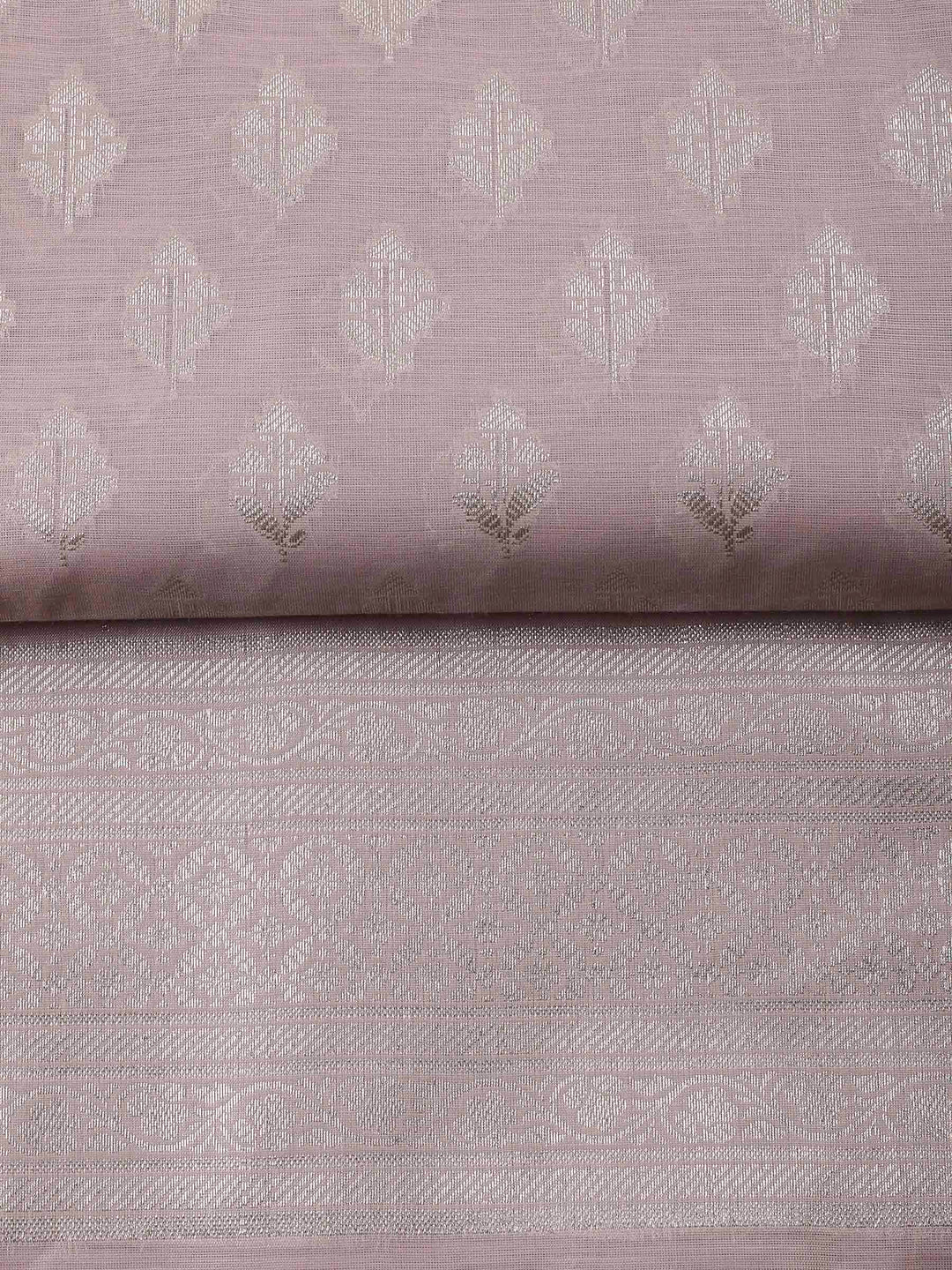Mauve Woven Design Chanderi Unstitched Suit &amp; Pant With Banarsi Dupatta