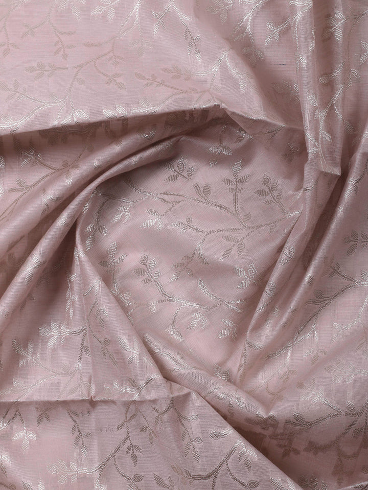 Mauve Woven Design Chanderi Unstitched Suit &amp; Pant With Banarsi Dupatta