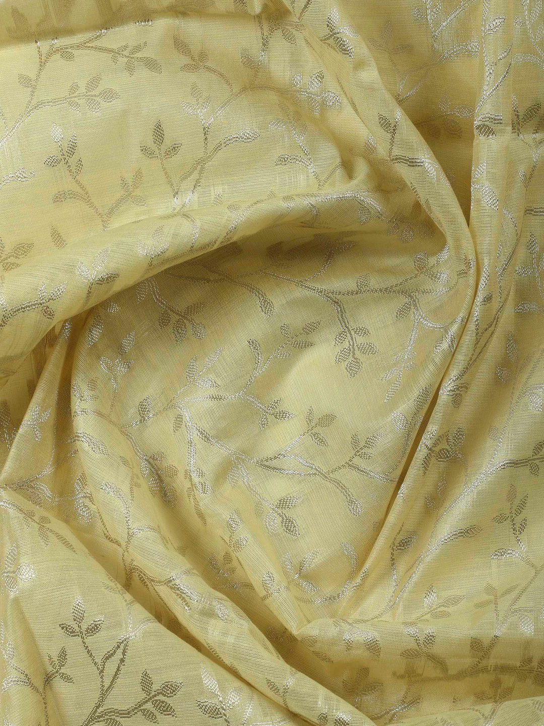 Yellow Woven Design Chanderi Unstitched Suit &amp; Pant With Banarsi Dupatta