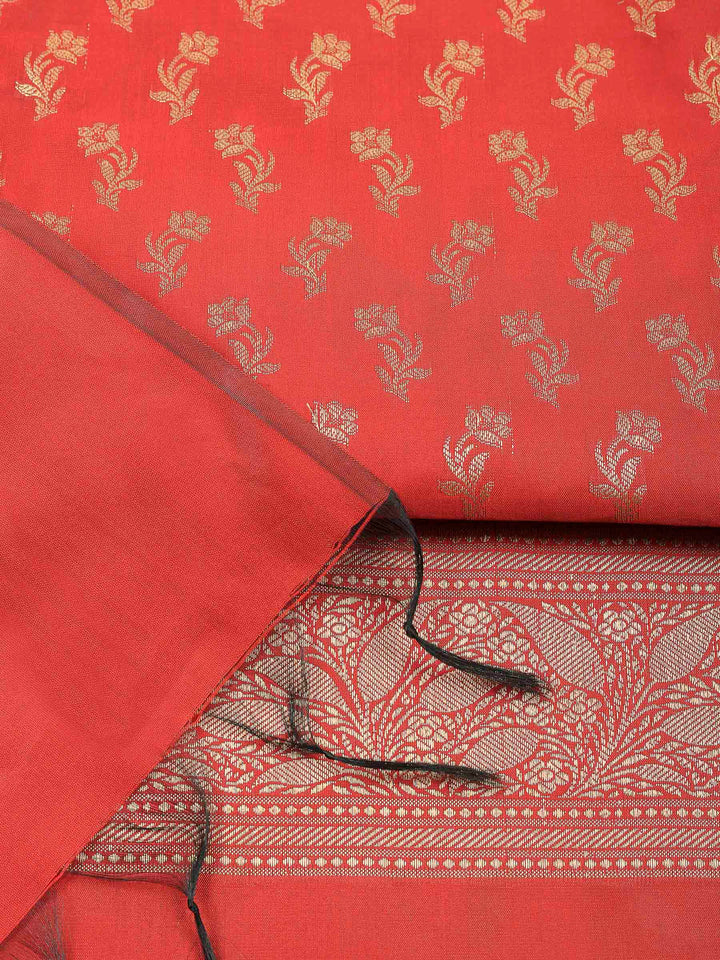 Maroon Chanderi Banarasi Unstitched Dress Material