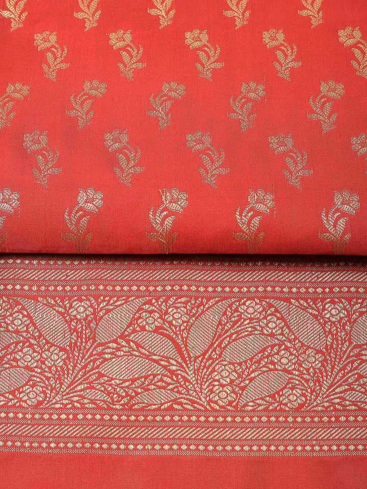 Maroon Chanderi Banarasi Unstitched Dress Material