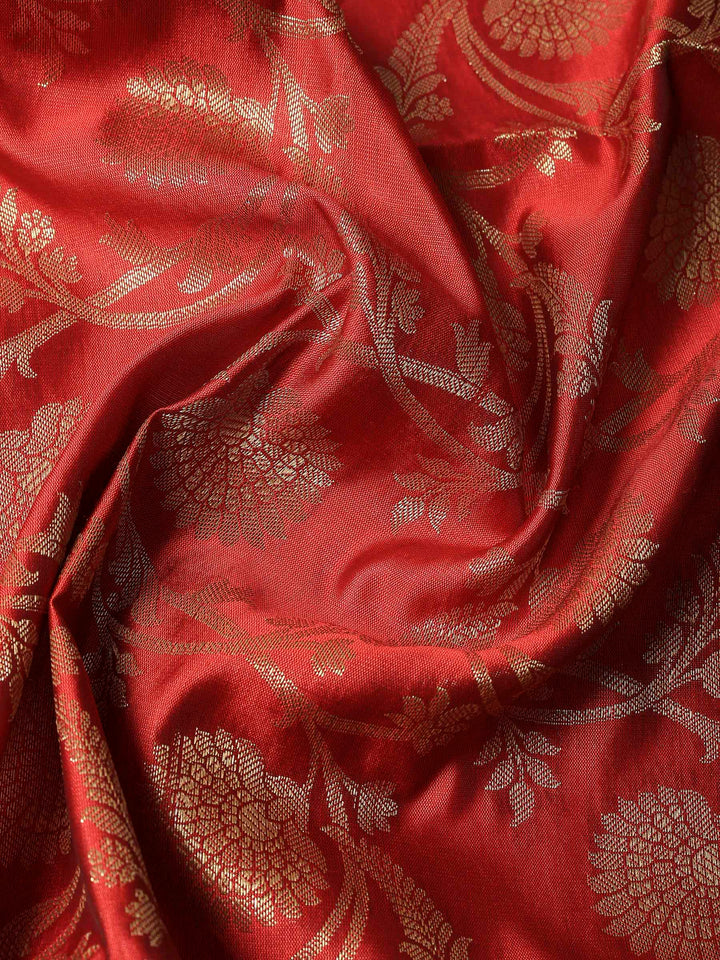 Maroon Chanderi Banarasi Unstitched Dress Material