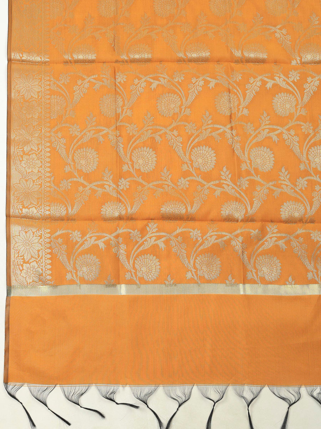 Mustard Chanderi Banarasi Unstitched Dress Material