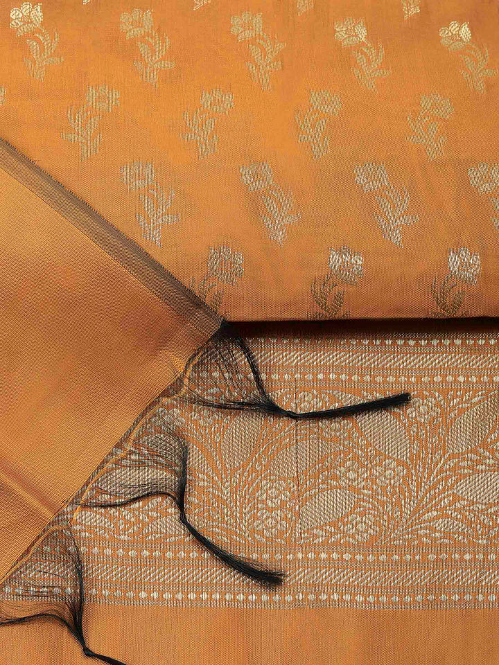 Mustard Chanderi Banarasi Unstitched Dress Material