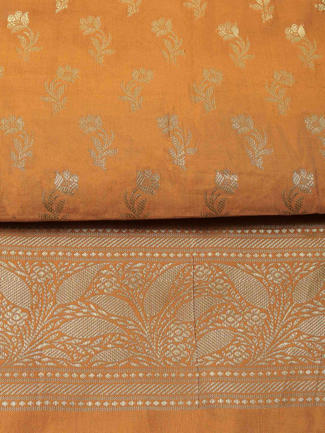 Mustard Chanderi Banarasi Unstitched Dress Material