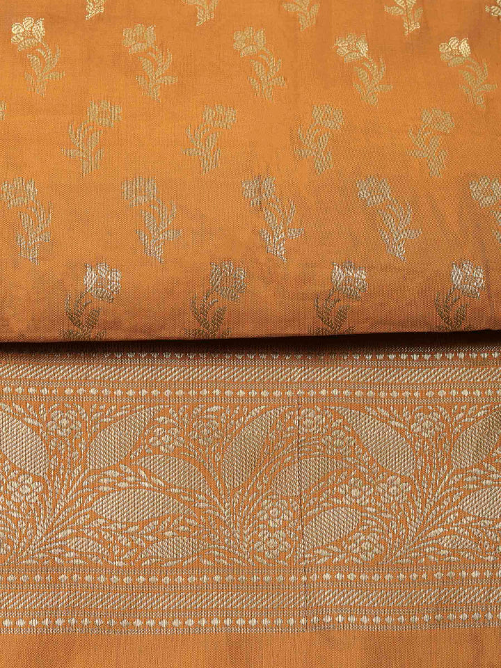 Mustard Chanderi Banarasi Unstitched Dress Material