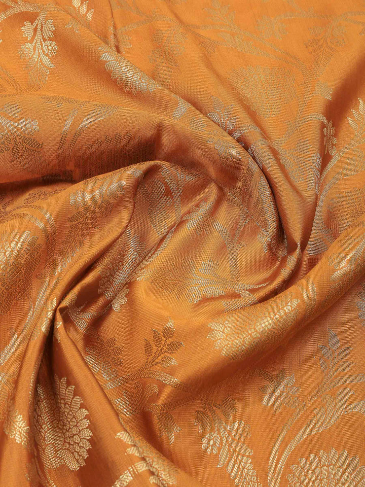 Mustard Chanderi Banarasi Unstitched Dress Material