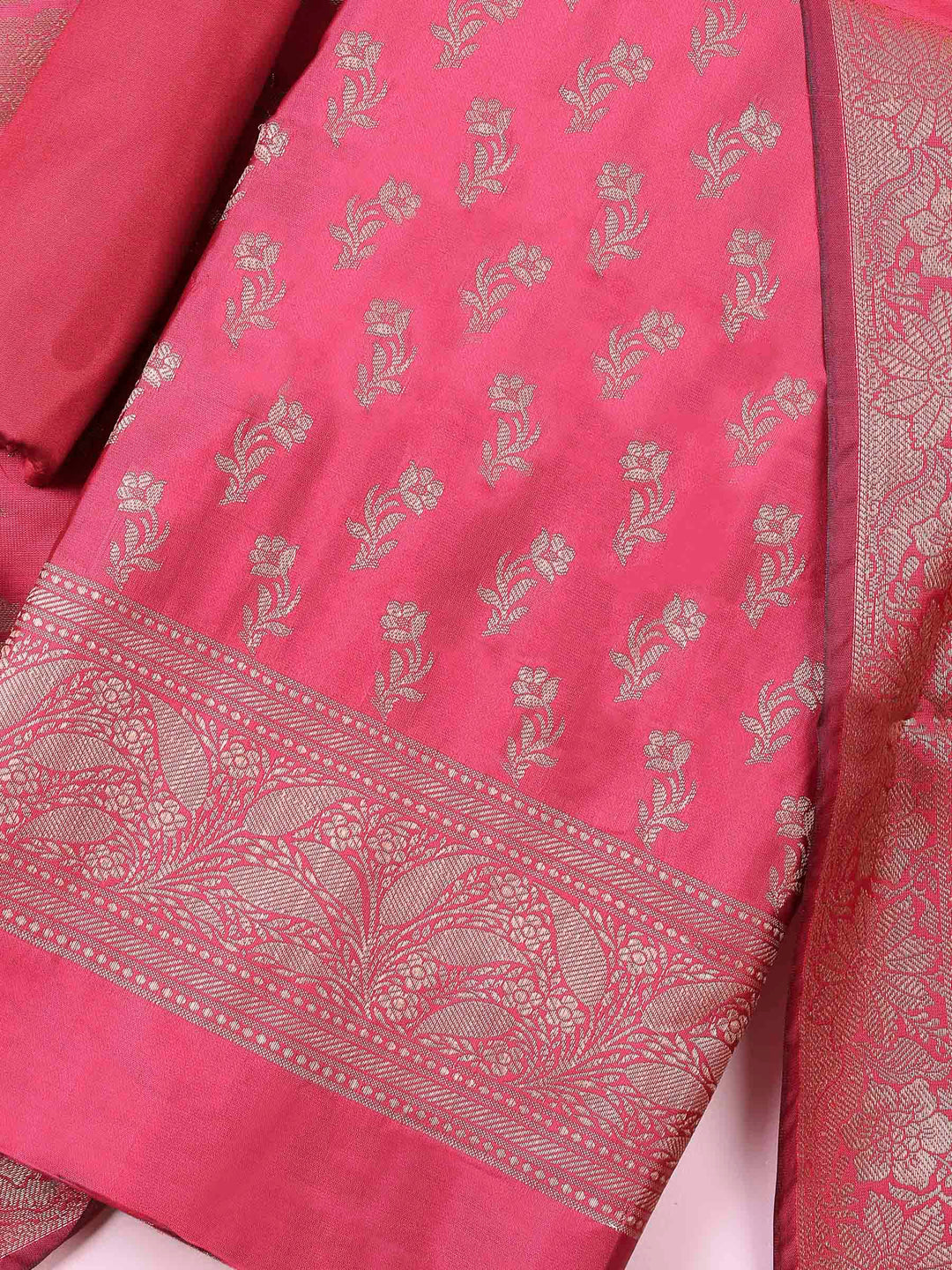 Rani Chanderi Banarasi Unstitched Dress Material