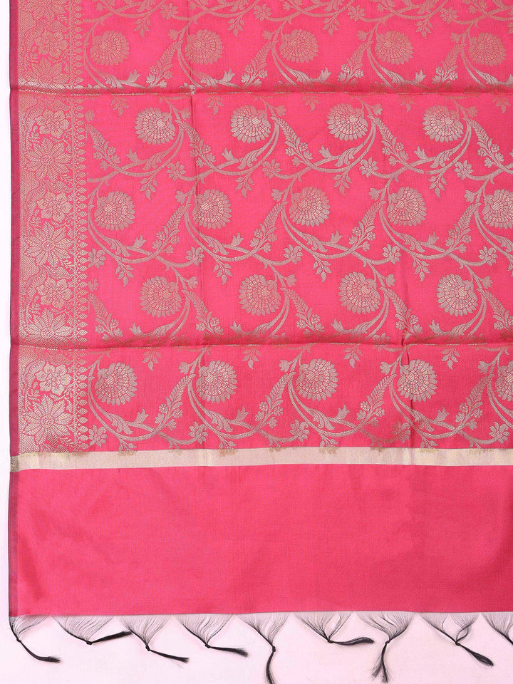 Rani Chanderi Banarasi Unstitched Dress Material