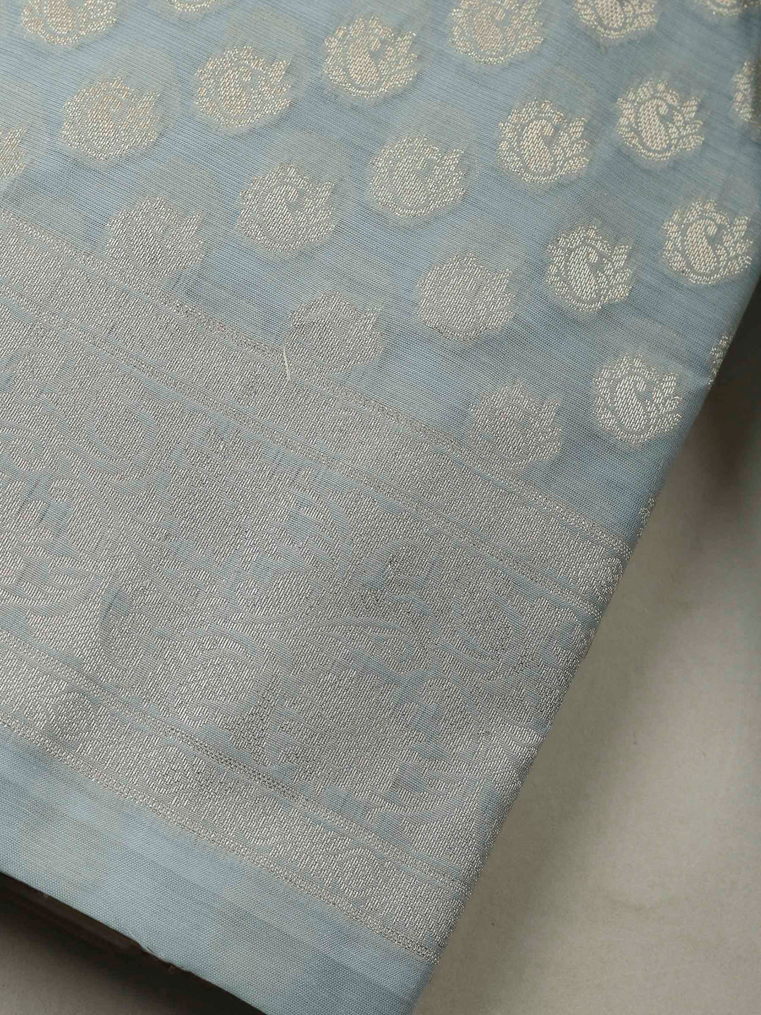 Grey Banarasi Chanderi Unstitched Dress Material