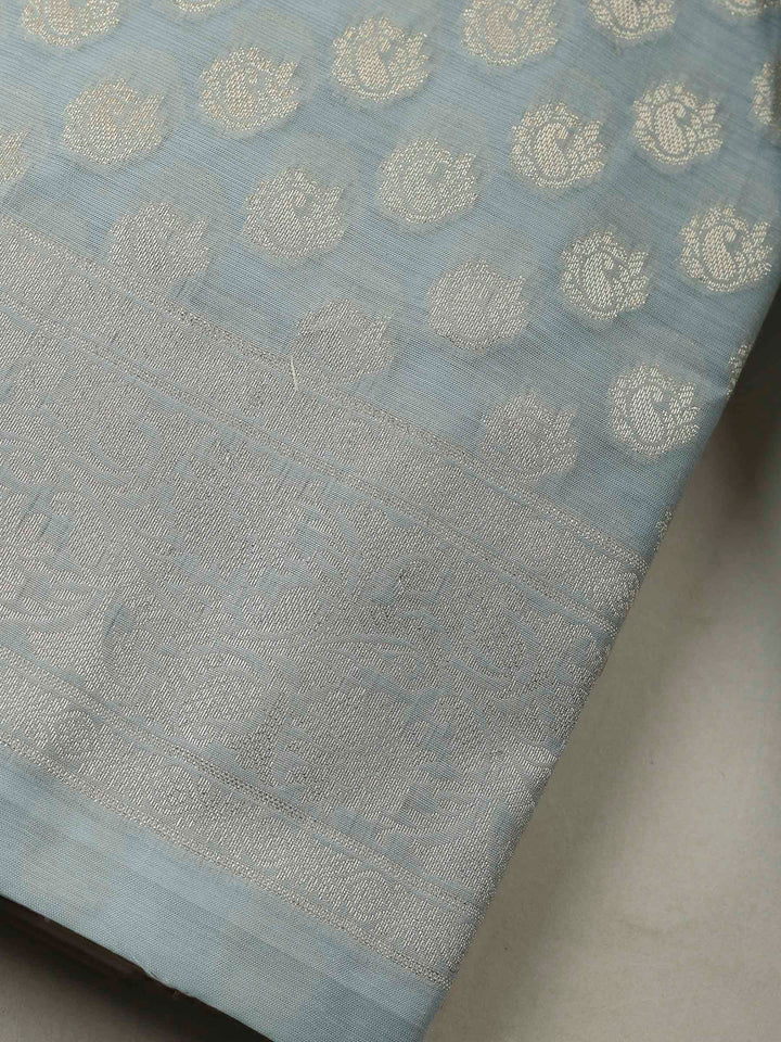 Grey Banarasi Chanderi Unstitched Dress Material