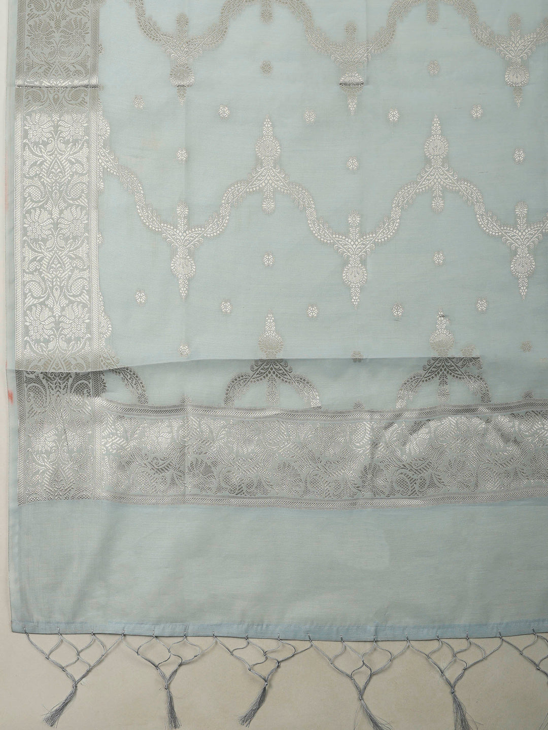 Grey Banarasi Chanderi Unstitched Dress Material