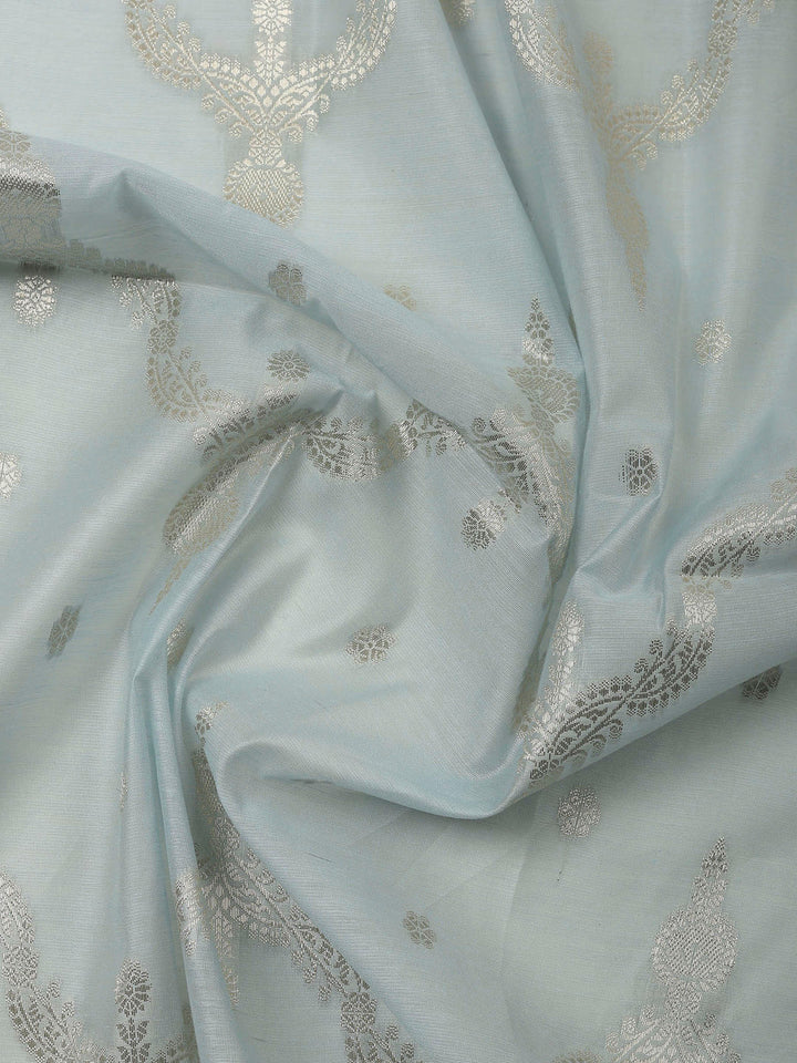 Grey Banarasi Chanderi Unstitched Dress Material