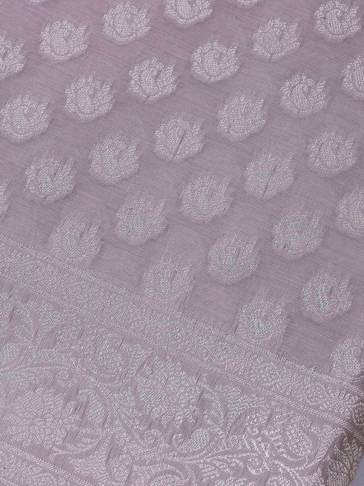 Mauve Banarasi Chanderi Unstitched Dress Material