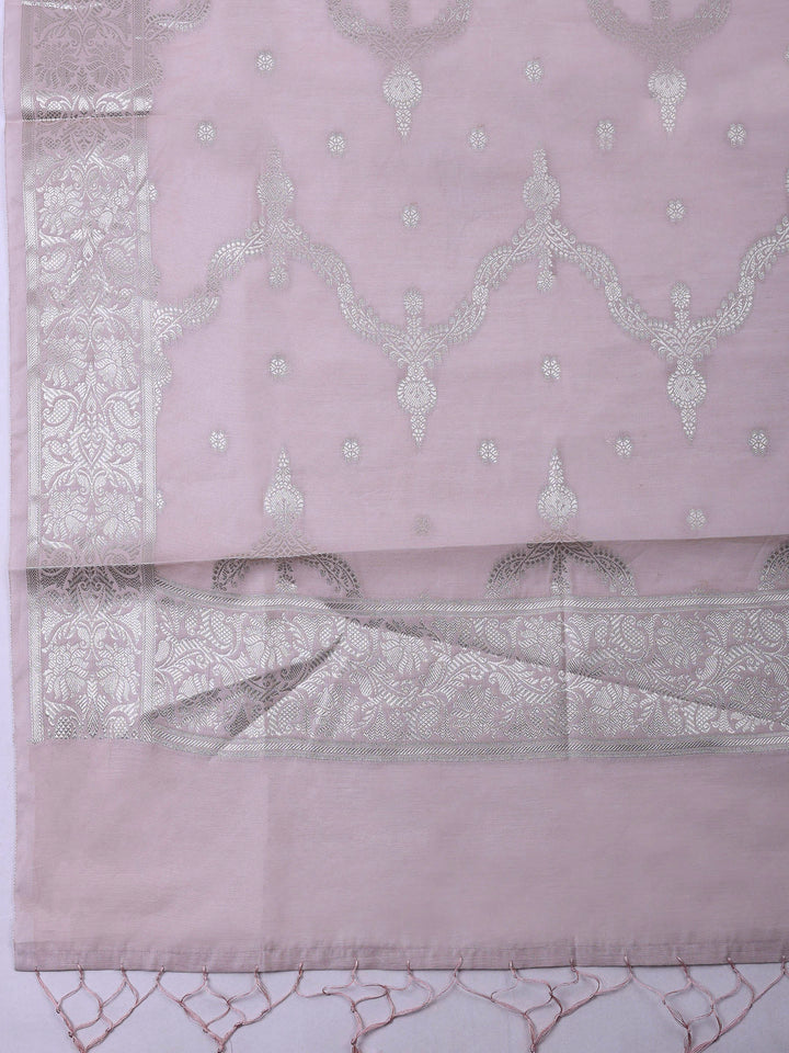 Mauve Banarasi Chanderi Unstitched Dress Material