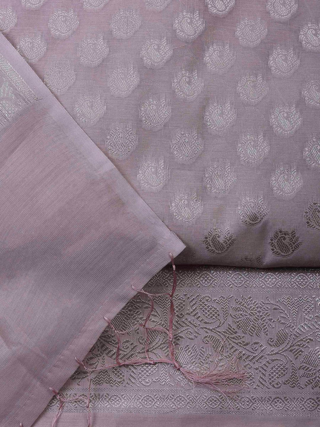 Mauve Banarasi Chanderi Unstitched Dress Material