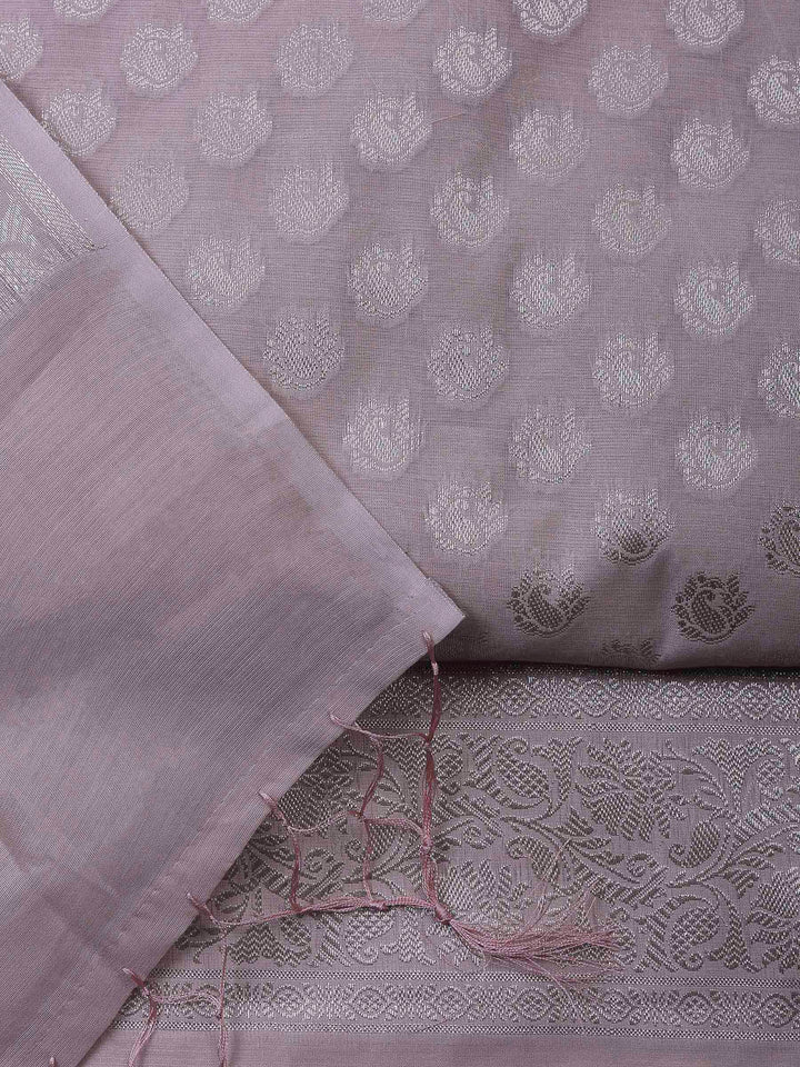 Mauve Banarasi Chanderi Unstitched Dress Material