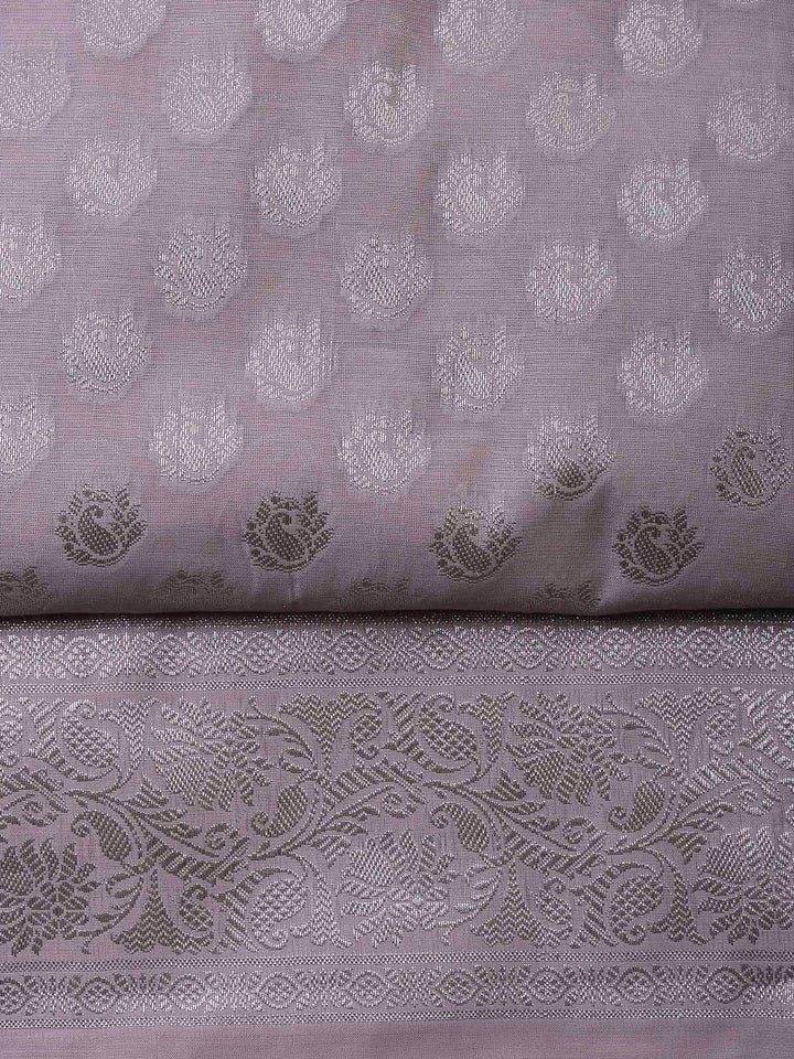 Mauve Banarasi Chanderi Unstitched Dress Material