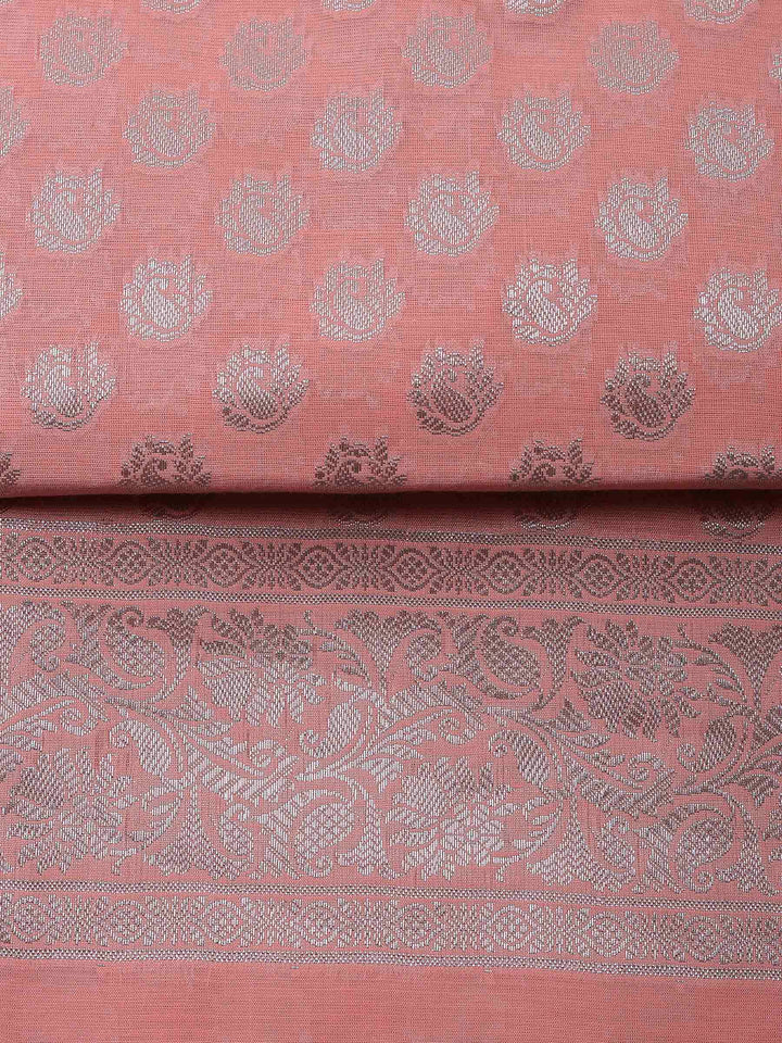 Peach Banarasi Chanderi Unstitched Dress Material