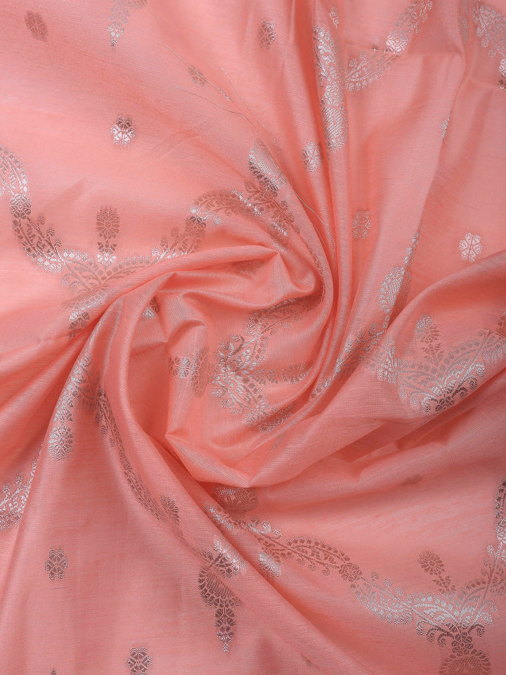 Peach Banarasi Chanderi Unstitched Dress Material