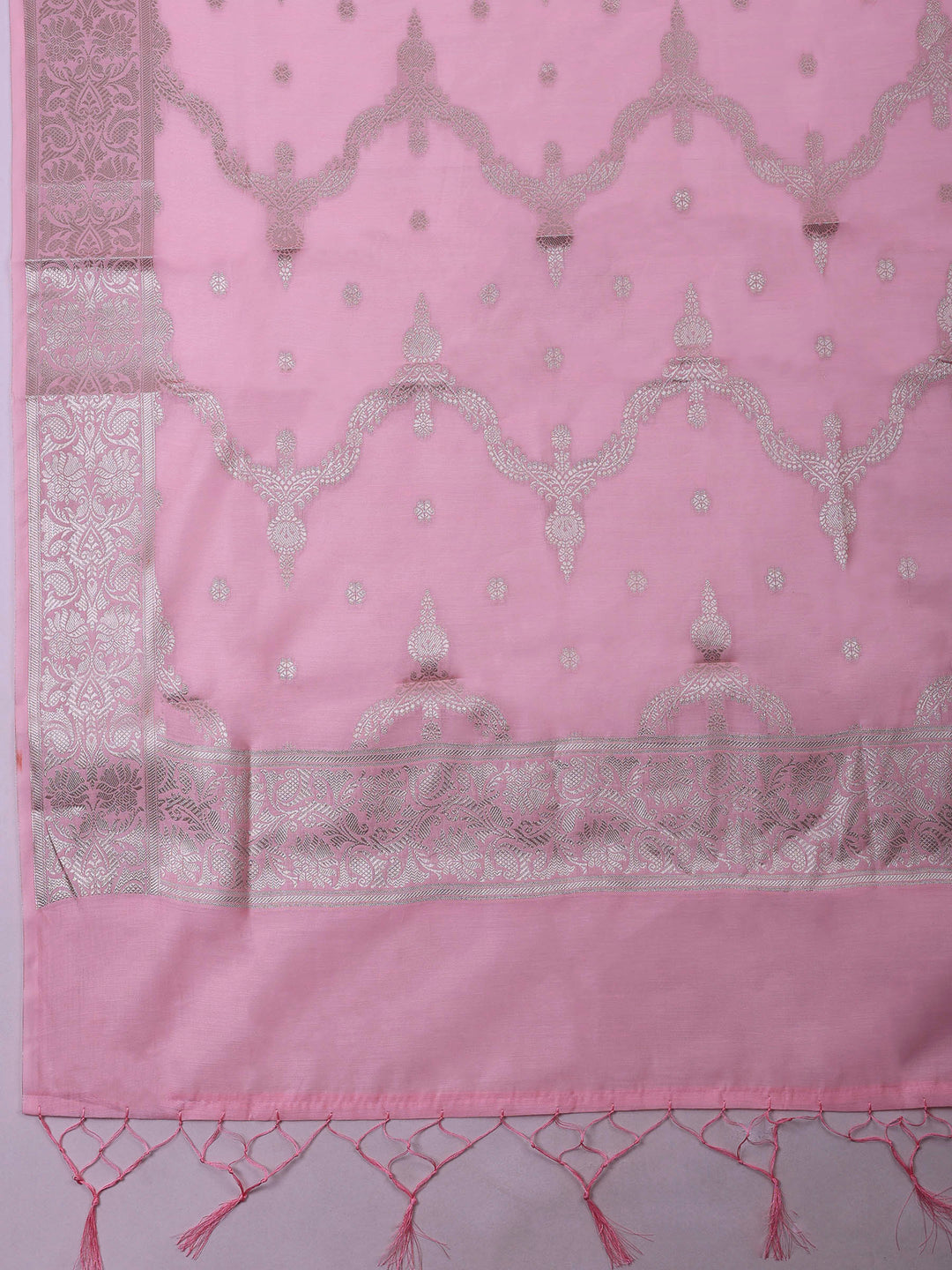 Pink Banarasi Chanderi Unstitched Dress Material