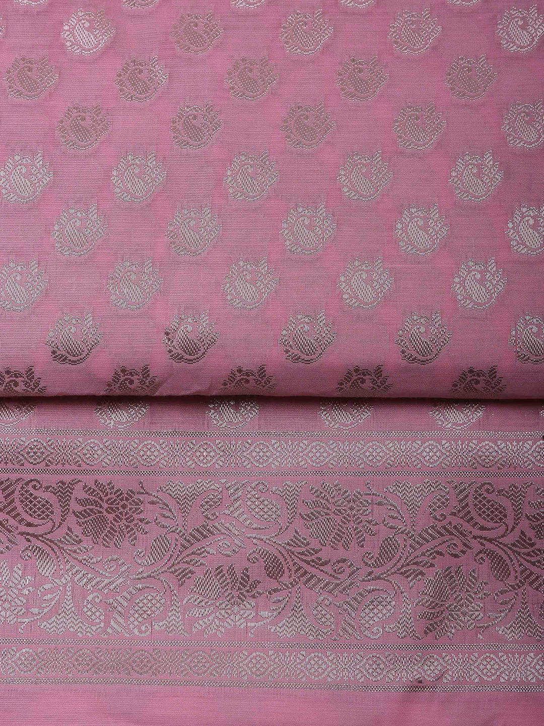 Pink Banarasi Chanderi Unstitched Dress Material