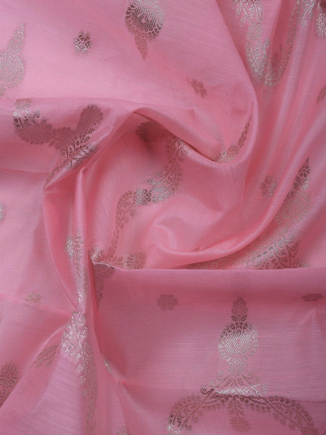 Pink Banarasi Chanderi Unstitched Dress Material