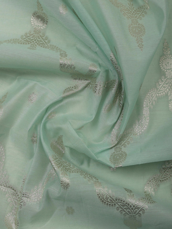 Sea Green Banarasi Chanderi Unstitched Dress Material