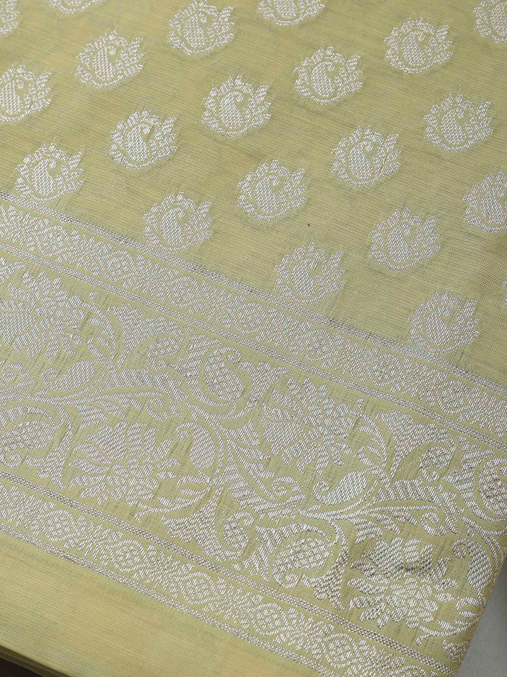 Yellow Banarasi Chanderi Unstitched Dress Material